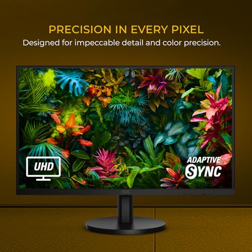 AOC U27B3A 4K 27" IPS 3840x2160 UHD Frameless Monitor, Display Port x1, HDMI x2, Built in Speaker, Eye Care, Flicker Free, 1 Billion+ Colors, sRGB 128.7%, VESA