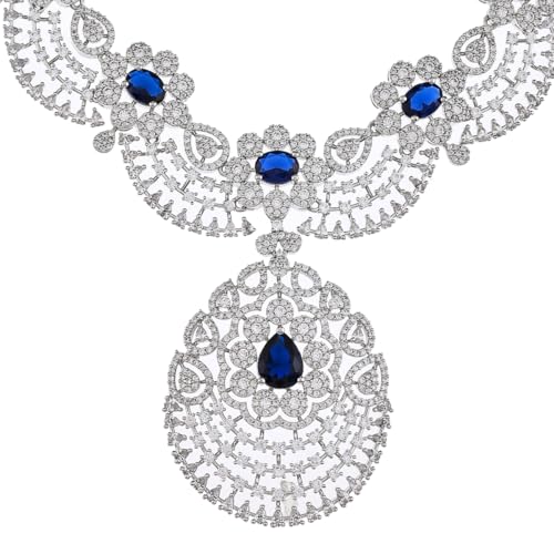 VOYLLA CZ Elegance Teardrop Cut Blue Gems Jewellery Set