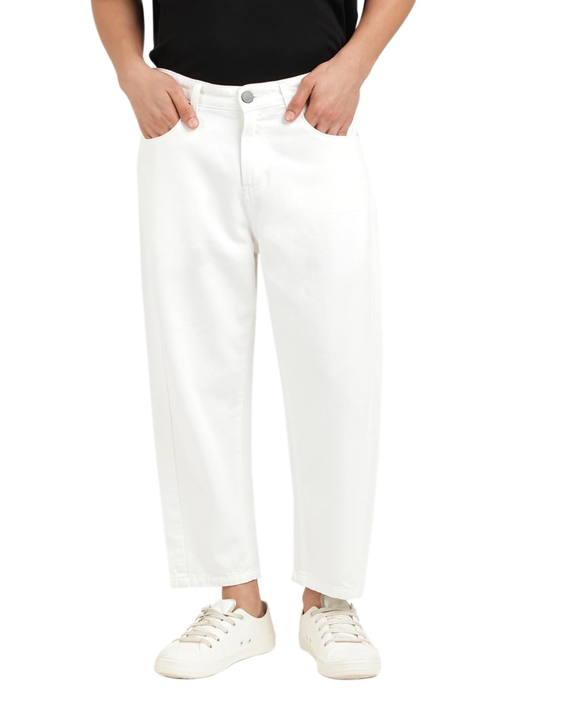 BENE KLEED Jeans for Men|Men White Loose Relaxed Fit Solid Cropped Jeans | 100% Cotton Trendy and Casual