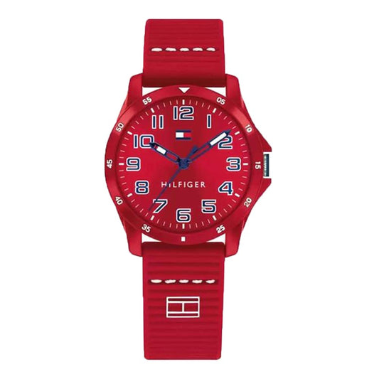 Tommy Hilfiger Mens 36 mm Red Dial Silicone Analog Watch - TH1791690