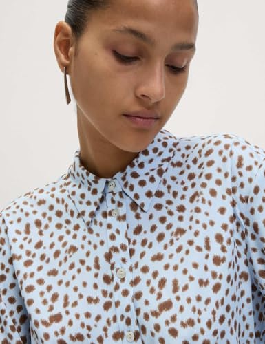 Marks & Spencer Printed Collared Button Through Shirt Blue Mix