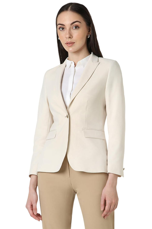 Van Heusen Women's Blazer (VWBZFRGFT38674_Cream