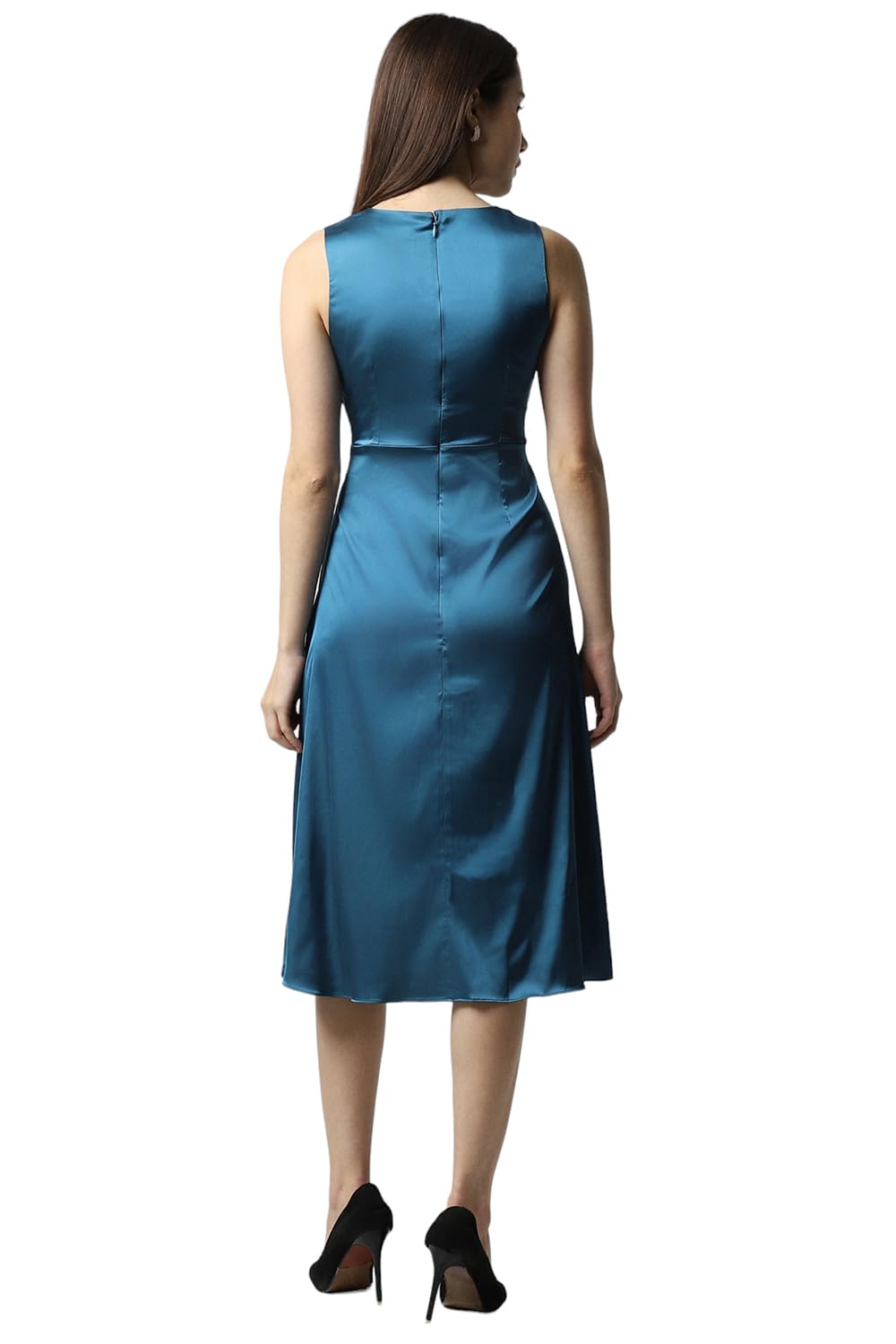 Van Heusen Women's Polyester Blend Asymmetrical Knee-Length Dress (VWDRERGH630551_Blue