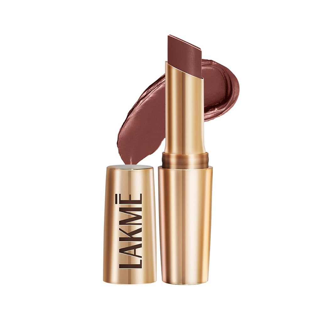 Lakme Powerplay Priming Matte Lipstick, Smooth Matte Finish, Lightweight Lipstick, Smudgeproof, Lasts 16hrs, Hydrates Lips, Brown Walnut, 3.6g