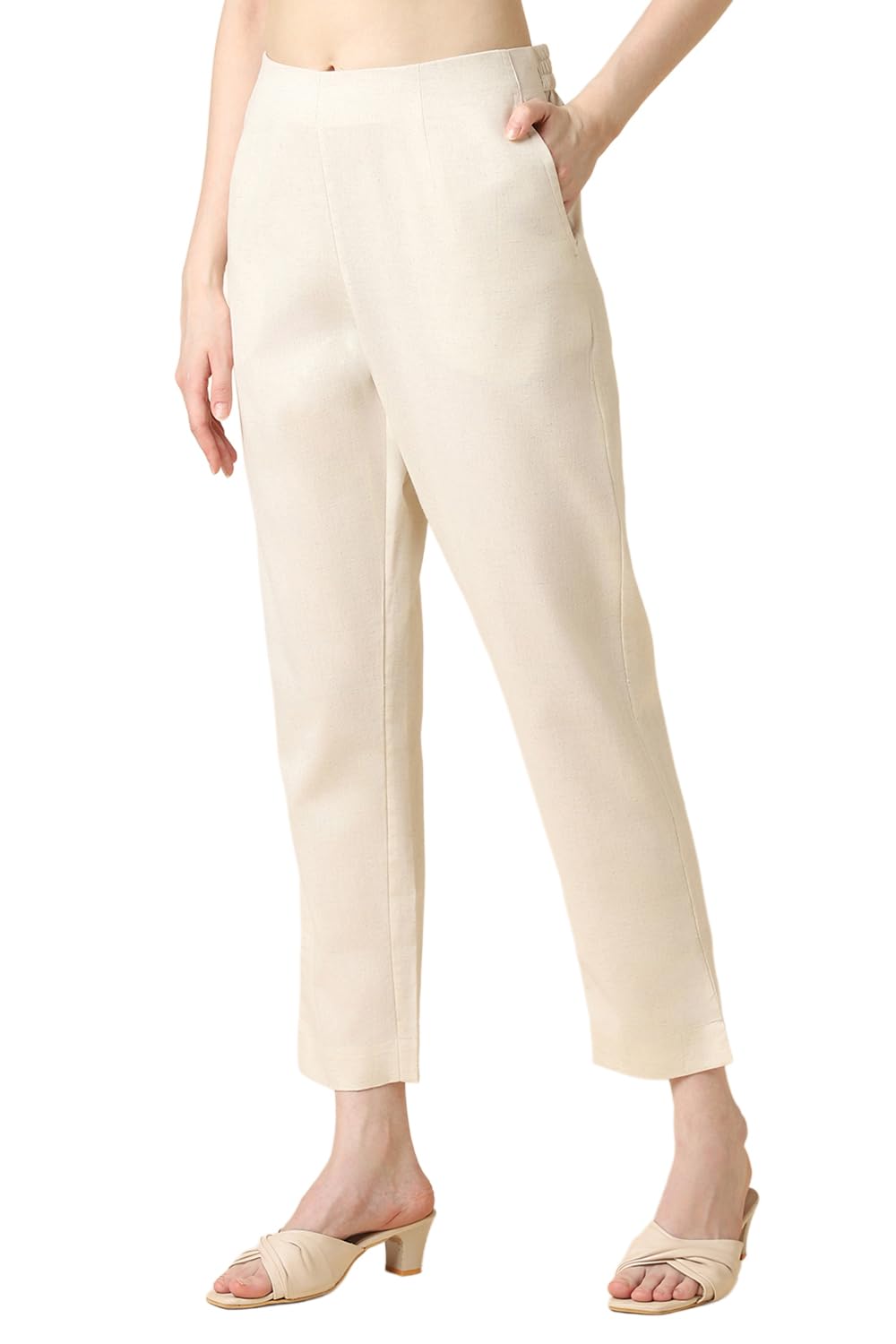 Van Heusen Women Cotton Solid Cigarette Pant - Relax Fit, Functional Pocketss