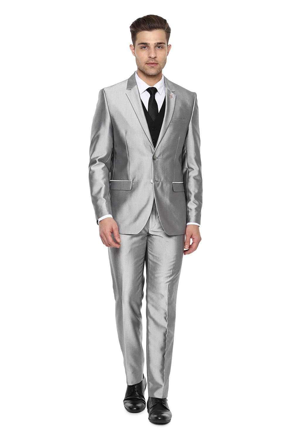 Van Heusen Men's Poly Viscose Notch Lapel Suit (VHSUCSLPF96161_Grey_36 regularW x N/AL)