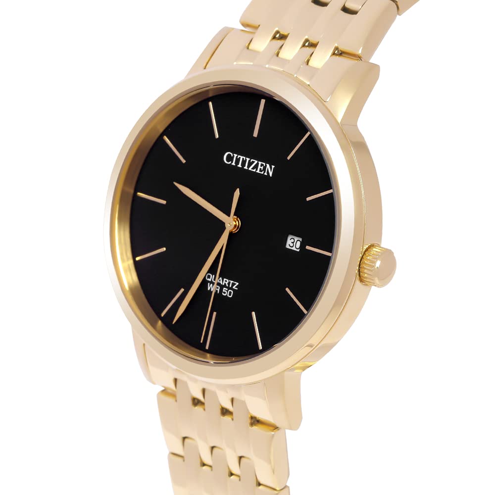 Citizen Analog Black Dial Men's Watch-BI5072-51E Stainless Steel, Gold Strap