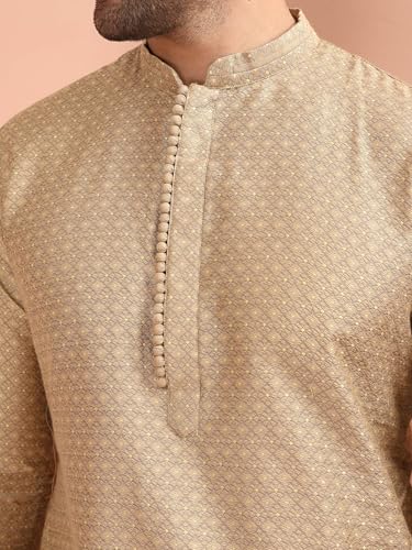 KISAH Men's Silk Blend Textured Woven Kurta Pyjama Set | Festive Wedding Party Ethnic Wear