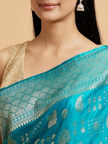 MOHEY Women's Art Silk Weave Saree(Rama Green)