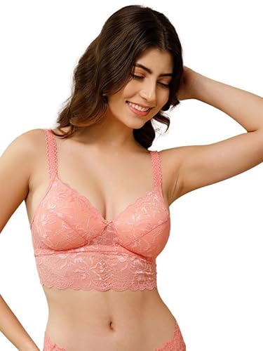 Clovia Women's Padded Non-Wired Full Coverage Longline Bralette_BR1785R34_Peach_34B