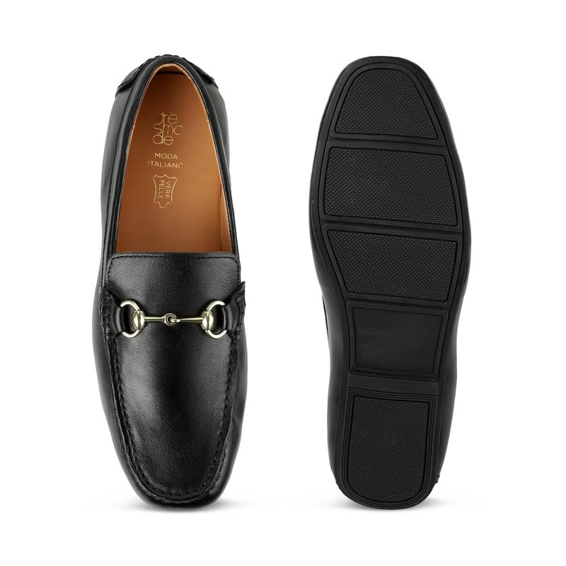 tresmode Slok Men's Black Leather Loafers Shoe in Size 7 UK (41 EU)