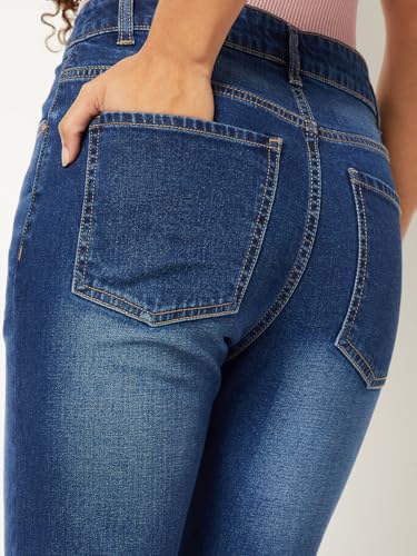 Max Women Washed Slim Straight Jeans (Blue_26)