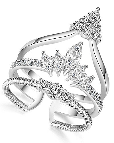 Young & Forever Gift Mesmerizing Contemporary Silver Plated Cubic Zirconia Embellished Statement Cocktail Fashion Ring for Women/Girls Jewelry