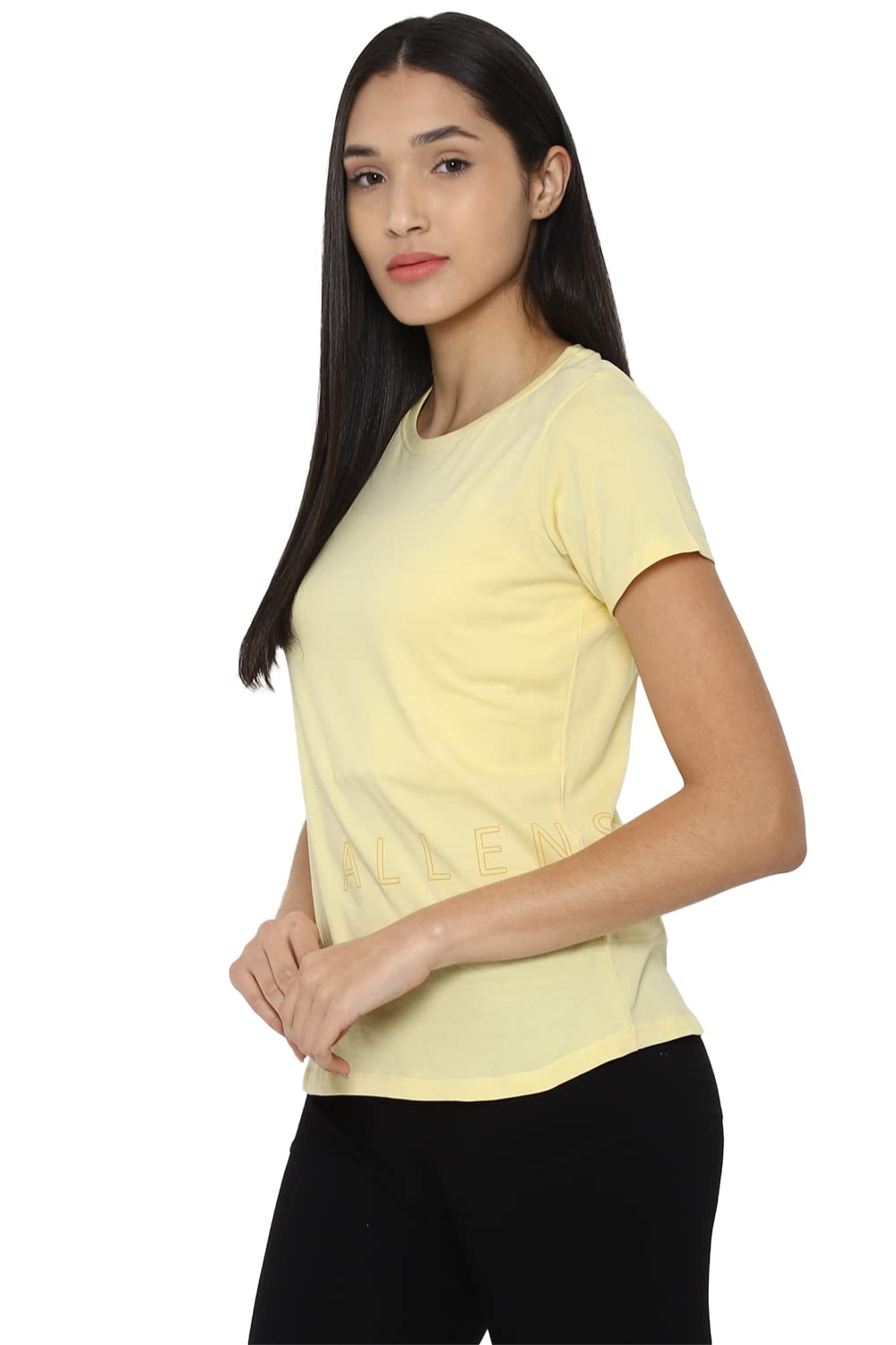 Allen Solly Women's Regular Fit T-Shirts (AHKCCRGF053833_Yellow