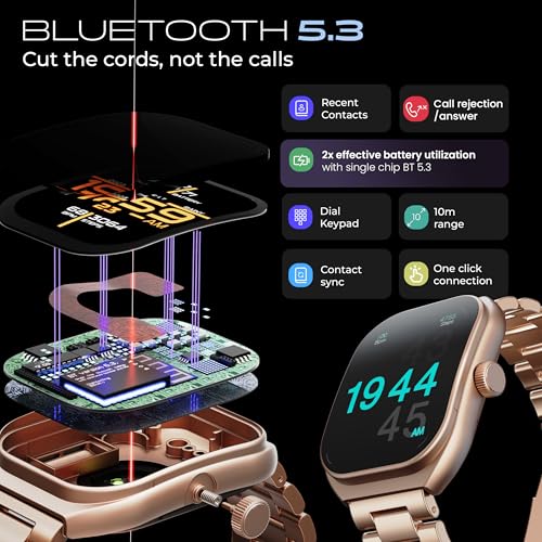 GOBOULT Trail Smartwatch 2.01" 3D Curved HD Display, BT Calling 5.3, 600 Nits Brightness, IP68, 190+ Watchfaces, 120+ Sports Modes, AI Voice Assistant, SpO2 Monitoring (Rose Gold)