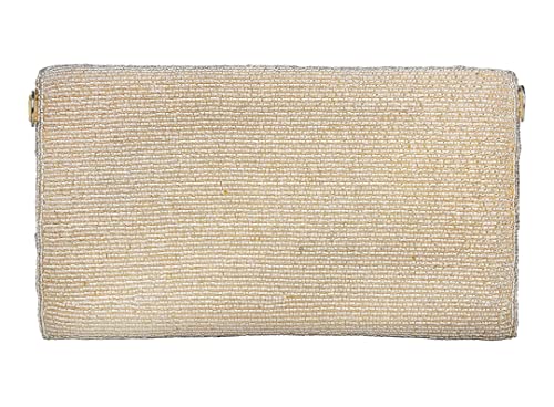 DUCHESS White Beads Crystal Handicraft Stunning Wedding Evening Party Clutch For Girls and Women's