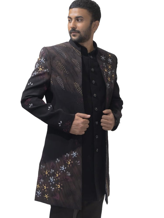 A LOYAL Elegant Black Indo-Western with Floral Embroidery