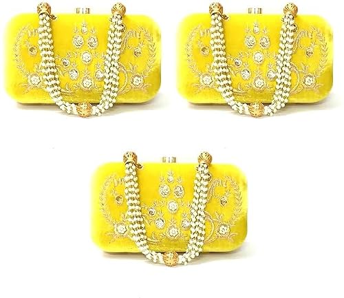 DUCHESS Women's Embroidered Lemon Box Clutch (Pack of 3)