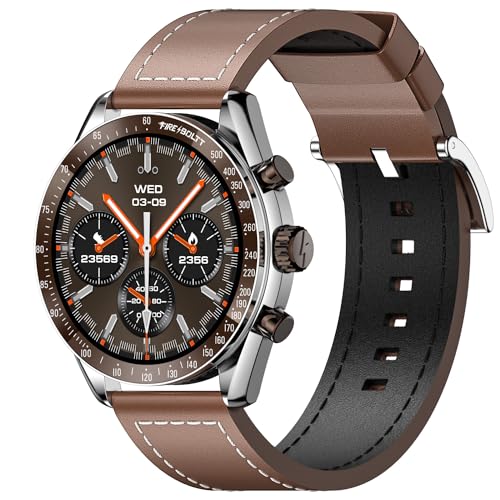 Fire-Boltt Moonwatch 36.3mm (1.43 inch) AMOLED Display, Wireless Charging, Metallic Frame, Premium Leather Straps, Complete Health Suite, Bluetooth Calling, Sports Modes (Brown)