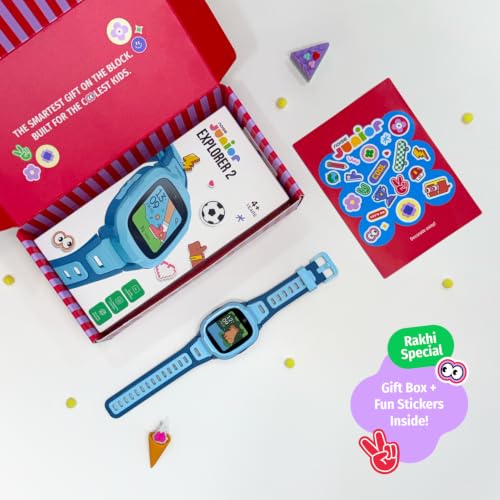 Noise Junior Explorer 2 Rakhi Delight Gift Box - Smart Watch for Kids with 4G SIM Compatibility, 2-Way Video & Voice Calling, Geofencing, Real-Time Location Monitoring via Google Maps (Frost Pop)