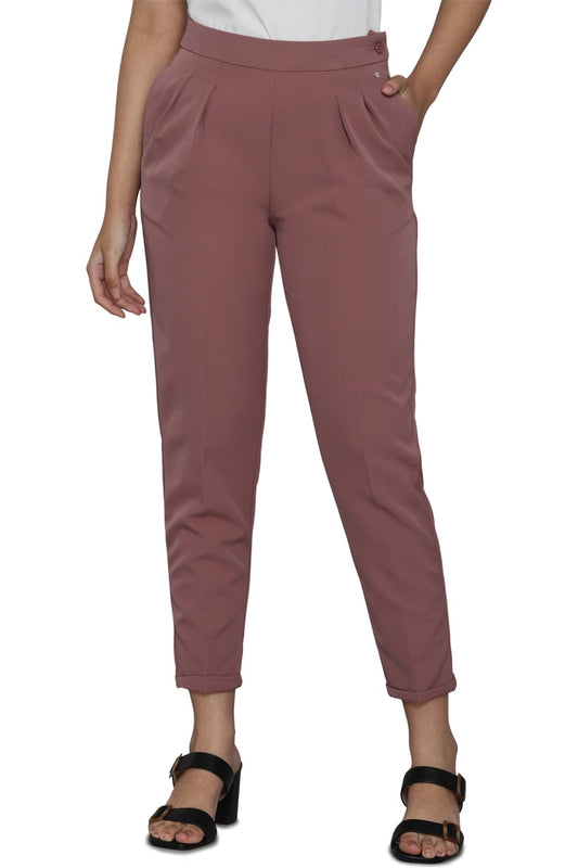 Allen Solly Women's Regular Casual Pants (Pink)