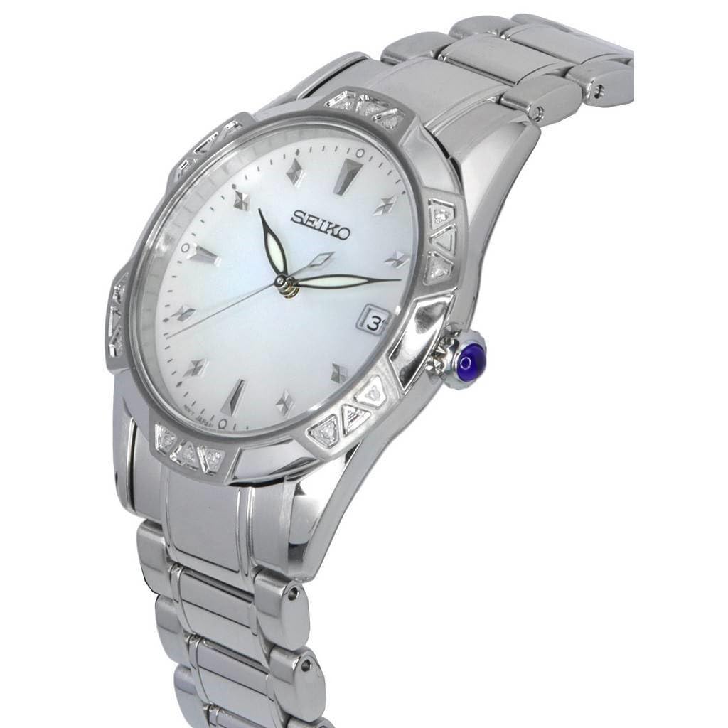 Seiko Stainless Steel Analogue White Dial Women Watch-Skk727P1, Bandcolor-Silver