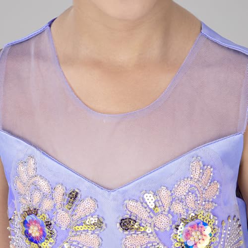Hopscotch Girls Sleeveless Lavender Enchanted Cascade Gown (3-4 Years)