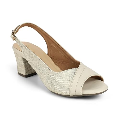 tresmode FLAR Cream Women's Dress Block Heel Sandals in Size 8 UK / 41 EU