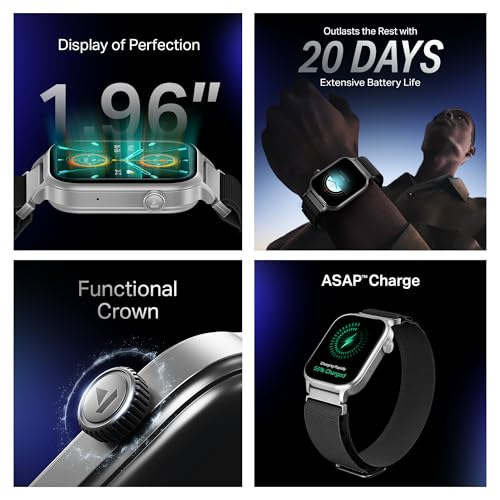 boAt Storm Infinity Plus w/20 Days Extensive Battery Life, Huge 680 mAh, Only Charge Once a Month, 1.96" Display, Functional Crown, Multiple Sports Modes, smart Watch for man & Woman (Sports Black)