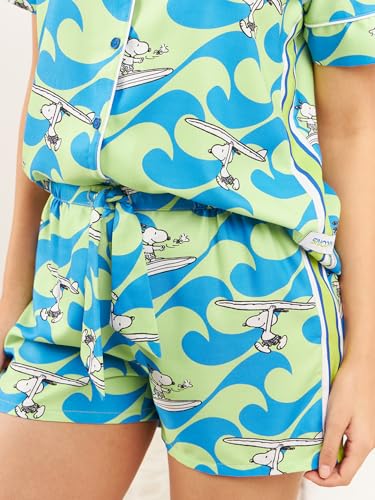 Sweet Dreams Women Snoopy Glide Shorts Set Green