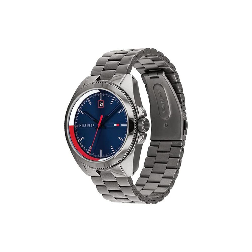 Tommy Hilfiger Men Stainless Steel Analog Blue Dial Watch-Th1791687, Band Color-Gray