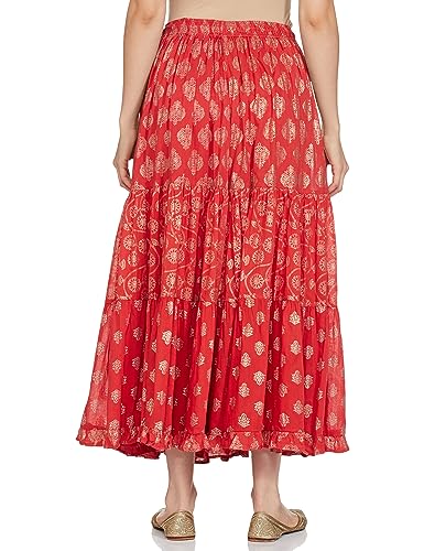 BIBA Women Printed Flared Mix and Match(Color ME16322_Orange_L)