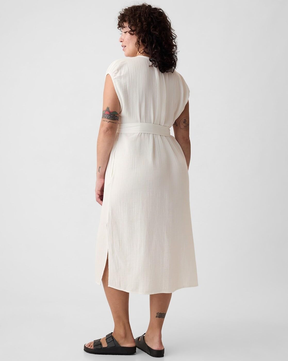 GAP Women's Cotton Classic Below The Knee Casual Dress (442528445_offwhite