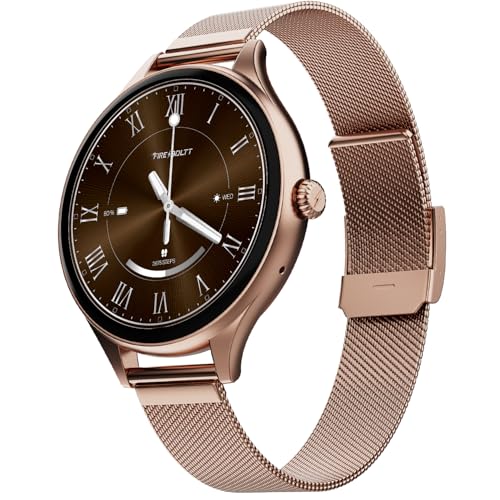Fire-Boltt Phoenix Air Smart Watch 1.26” Round Display, Rotating Button, Wireless Charging, Ultra Lightweight Metal Body, Bluetooth Calling, Smartwatch with Silicone & Mesh Steel Straps Rose Metal