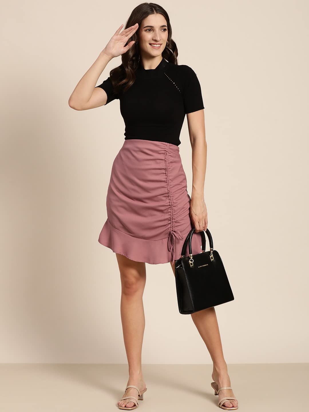 Marie Claire Crepe Western Skirt Peach