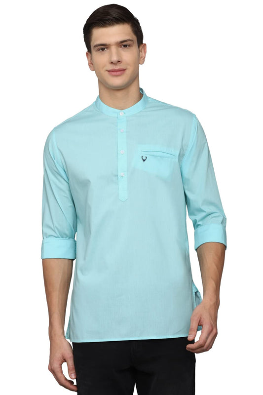 Allen Solly Men's Full Sleeves Short Kurta (ASKUQSTBQ58033_Powder Blue_38)