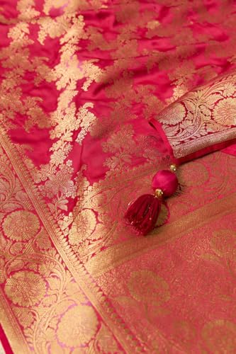 Taneira Women Dark Pink Viscose Woven Saree with Unstiched Blouse Piece (SAPP02AB0923-Dark Pink)
