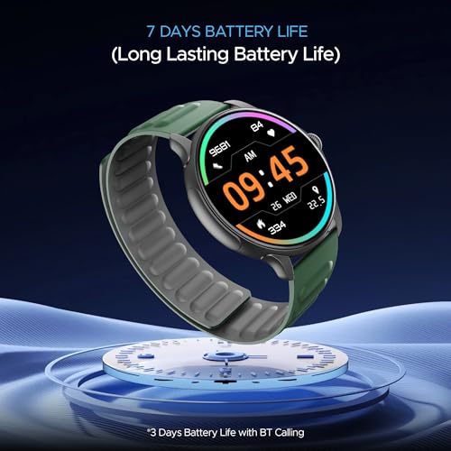 boAt Newly Launched Lunar Oasis w/ 1.43” AMOLED Display, Turn-by-Turn Navigation, Dynamic UI, QR Tray, Watch Face Studio, BT Calling & Magnetic Silicon Strap Smart Watch for Men & Women(Olive Green)