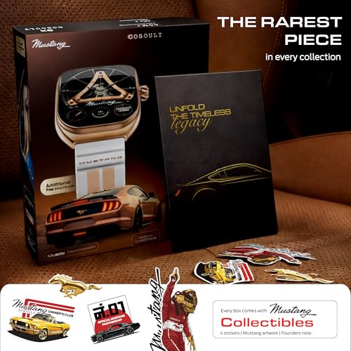 GOBOULT Mustang Muscle Smart Watch 2.01'' 3D Curved Display, Convertible Strap, Premium Metallic Crown, BT Calling, 600 Nits Brightness, AI Assistant, IP68 (Extra Starp, White Armor)