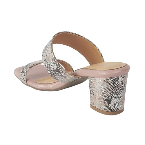 tresmode Rentu Champagne Women's Dress Block Heel Sandals in Size 8 UK / 41 EU