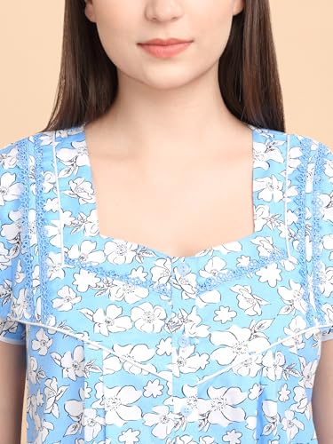 Sweet Dreams Women's Cotton Maxi Casual Night Dress (OCW-3792 Sky Blue 2XL)