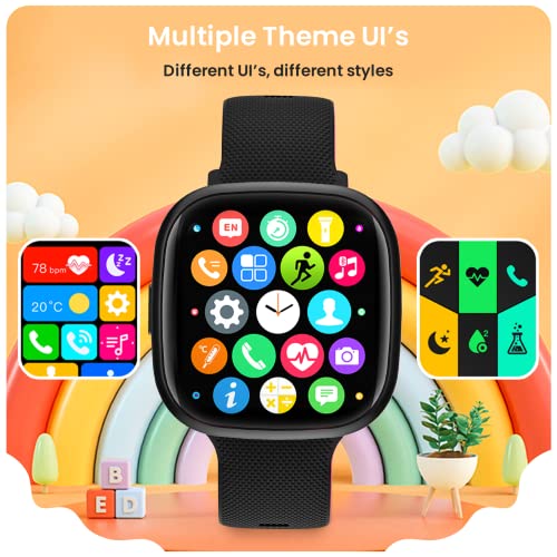Turet Gravel Smartwatch for Kids - Aluminium Body, HD Screen, in-Built Games, Motion Mode, IP68 Waterproof, Activity Tracker, Multiple Dials, Heart Rate, SpO2 & Sleep Monitoring (Black)
