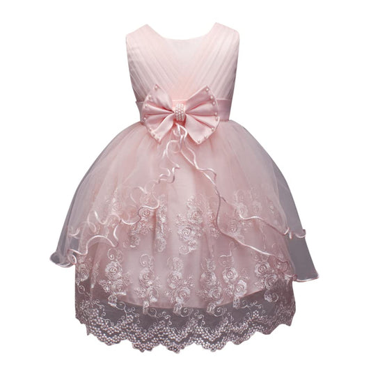 Hopscotch Girls Sleeveless Embellished Party Dress in Peach Color for Ages 2-3 Years