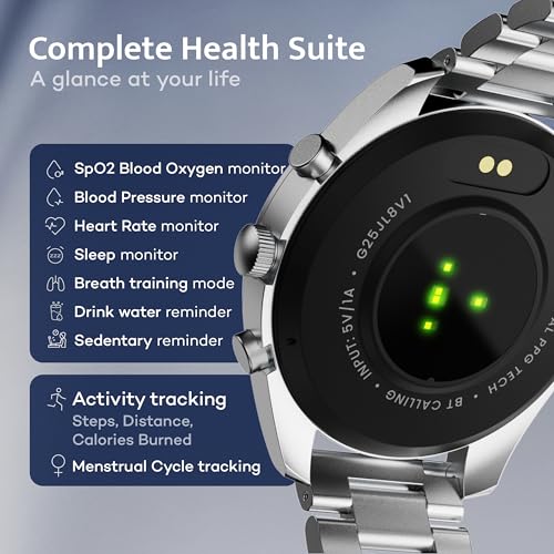 GOBOULT Mirage Smart Watch 1.39''HD Screen, Bluetooth Calling, IP67, Zinc Alloy Frame, 500 Nits Brightness, AI Voice Assistant, SpO2 Monitoring, 120+ Sports Mode (Inox Steel)