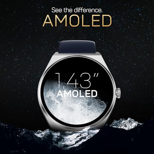 Fire-Boltt Phoenix Nova Smartwatch 1.43” Slim Super AMOLED Display, 466x466 Pixel Always-On Display, Bluetooth Calling, Health Tracker for Men & Women Classic Blue