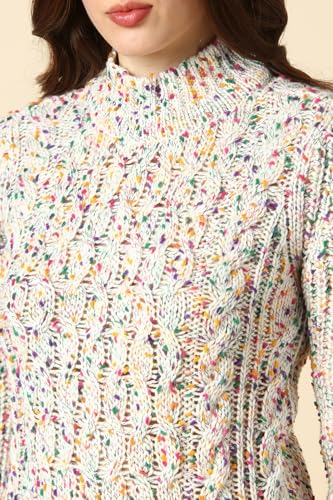 Women Multi Colour Textured Round Neck Casual Sweater