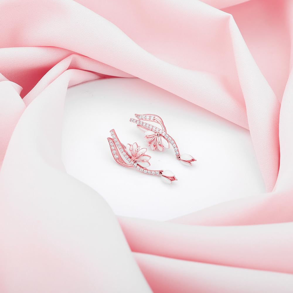 GIVA 925 Silver Bhumi Rose Gold Snowy Safed Musli Set|Gifts for Women and Girls | With Certificate of Authenticity and 925 Stamp | 6 Months Warranty*