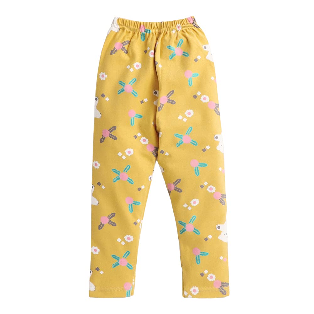Hopscotch Cotton Unisex Animal Print Top Pajama Set In Mustard Color For Ages 12-24 Months