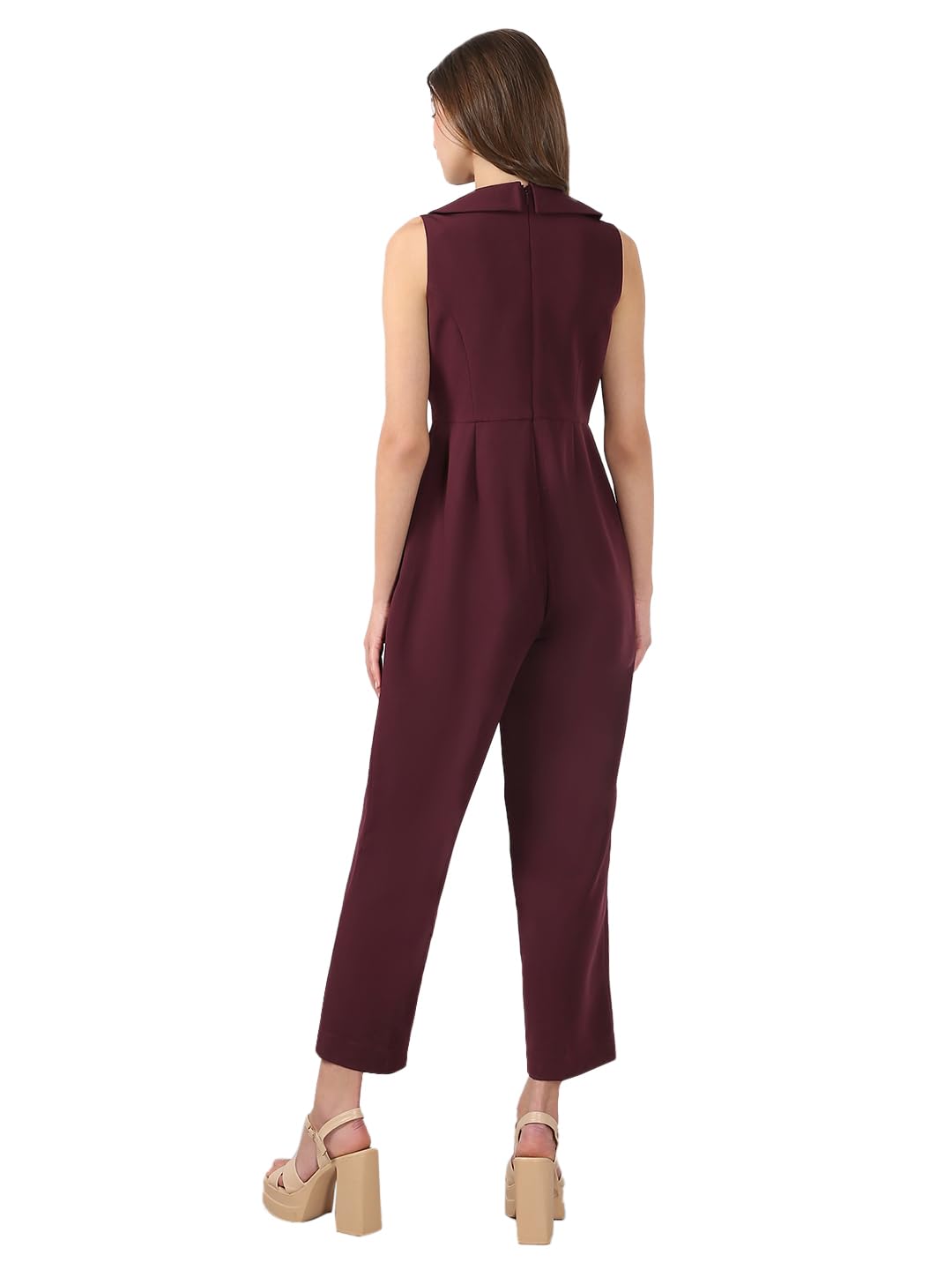 Vero Moda Women's Regular Fit Maroon Jumpsuit