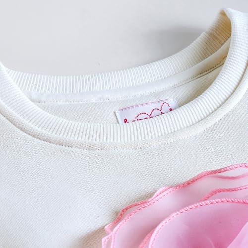 Hopscotch Girls White Full Sleeves Floral Applique Pullover Sweatshirt for Age (2-3 Years)